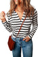 Stripe collared v neck lightweight knit casual sweater - sweaters & cardigans