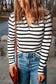 Stripe collared v neck lightweight knit casual sweater - sweaters & cardigans