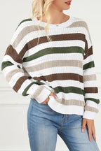 Stripe Crochet Hollow out Knit Sweater - Fashionfitz