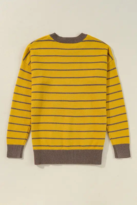 Stripe daisy jumper - yellow knitted round neck