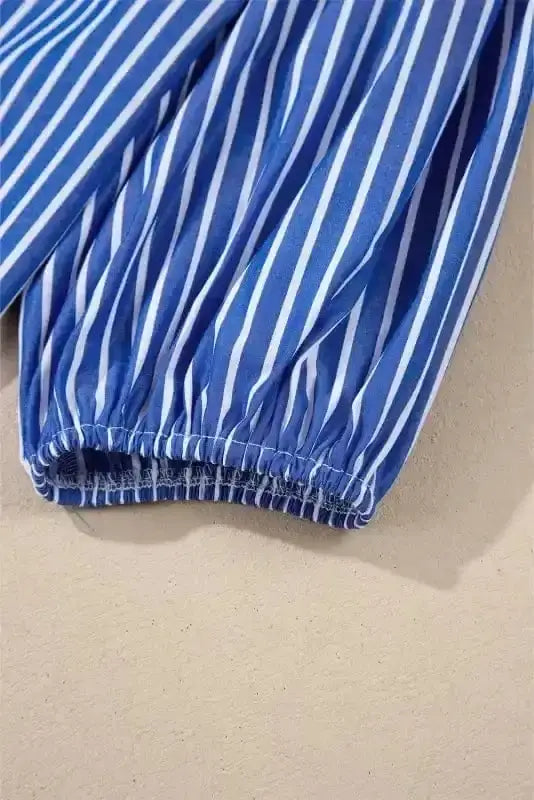 Short Sleeve Blouses Stripe Delight Ribbon Blouse