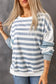 Stripe drop shoulder striped pullover sweatshirt - tops