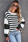 Stripe drop shoulder striped pullover sweatshirt - tops