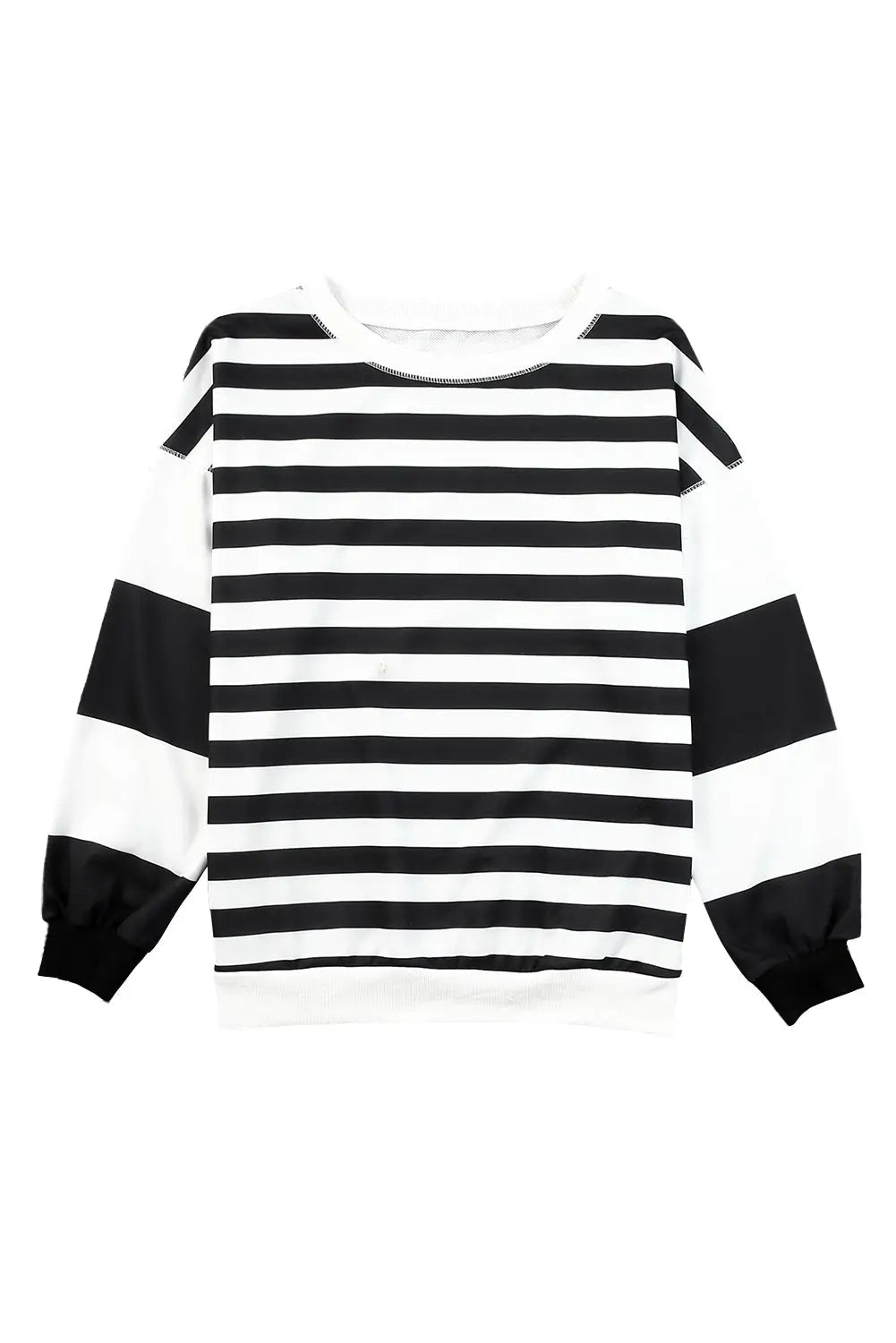 Stripe drop shoulder striped pullover sweatshirt - sweatshirts & hoodies