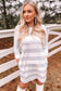 Stripe loose fit pocketed long sleeve mini dress - dresses