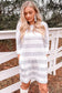 Stripe loose fit pocketed long sleeve mini dress - dresses