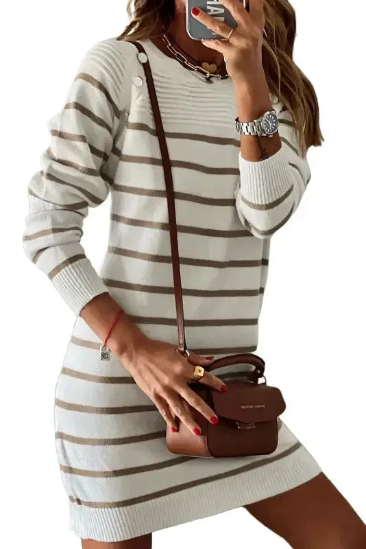Stripe Mini Sweater Dress - Fashionfitz