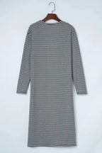 Stripe Open Front Long Cardigan - Fashionfitz