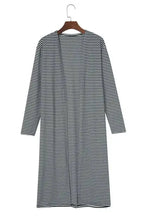Stripe Open Front Long Cardigan - Fashionfitz