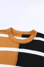 Stripe Oversized Contrast Printed Dropped Shoulder Top - Fashionfitz