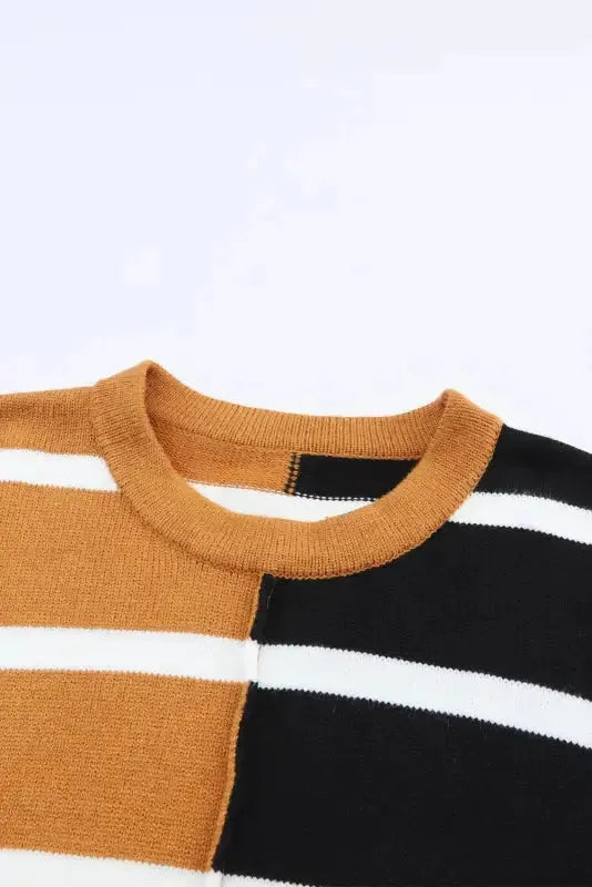 Stripe Oversized Contrast Printed Dropped Shoulder Top - Fashionfitz