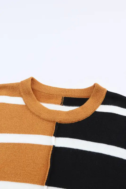 Stripe oversized contrast printed dropped shoulder top - long sleeve tops