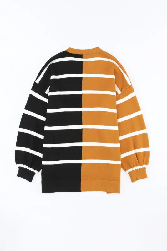 Stripe oversized contrast printed dropped shoulder top - long sleeve tops