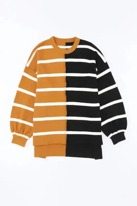 Stripe Oversized Contrast Printed Dropped Shoulder Top - Fashionfitz