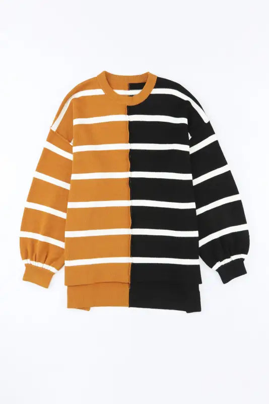 Stripe oversized contrast printed dropped shoulder top - long sleeve tops