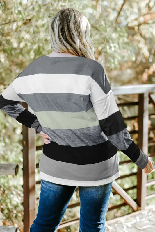 Stripe plus size jumper - blouses