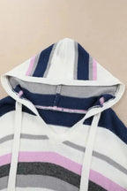 Stripe Plus Size Striped Hooded Knit Sweater - Fashionfitz