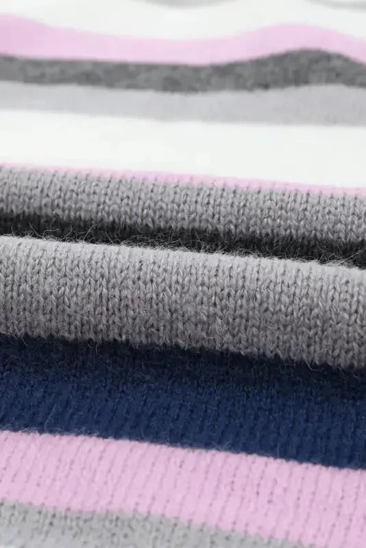 Stripe Plus Size Striped Hooded Knit Sweater - Fashionfitz