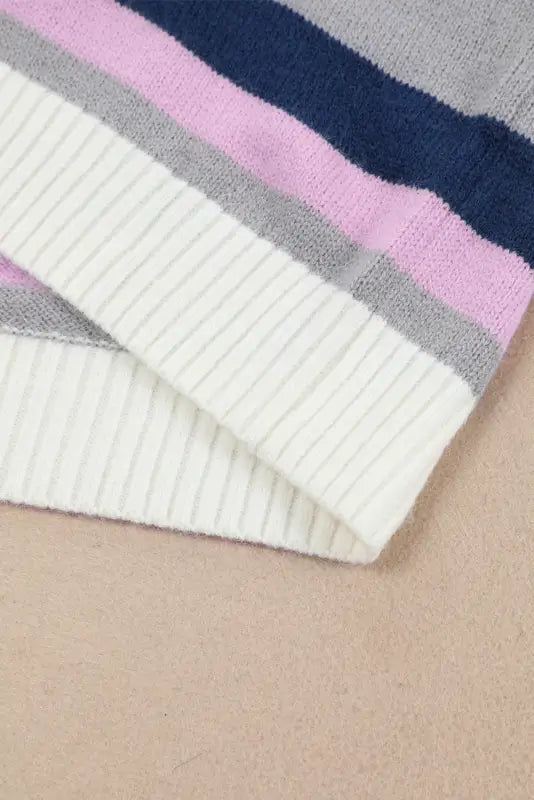 Stripe plus size striped hooded knit sweater