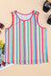 Stripe rainbow eyelet knit tank top - tops