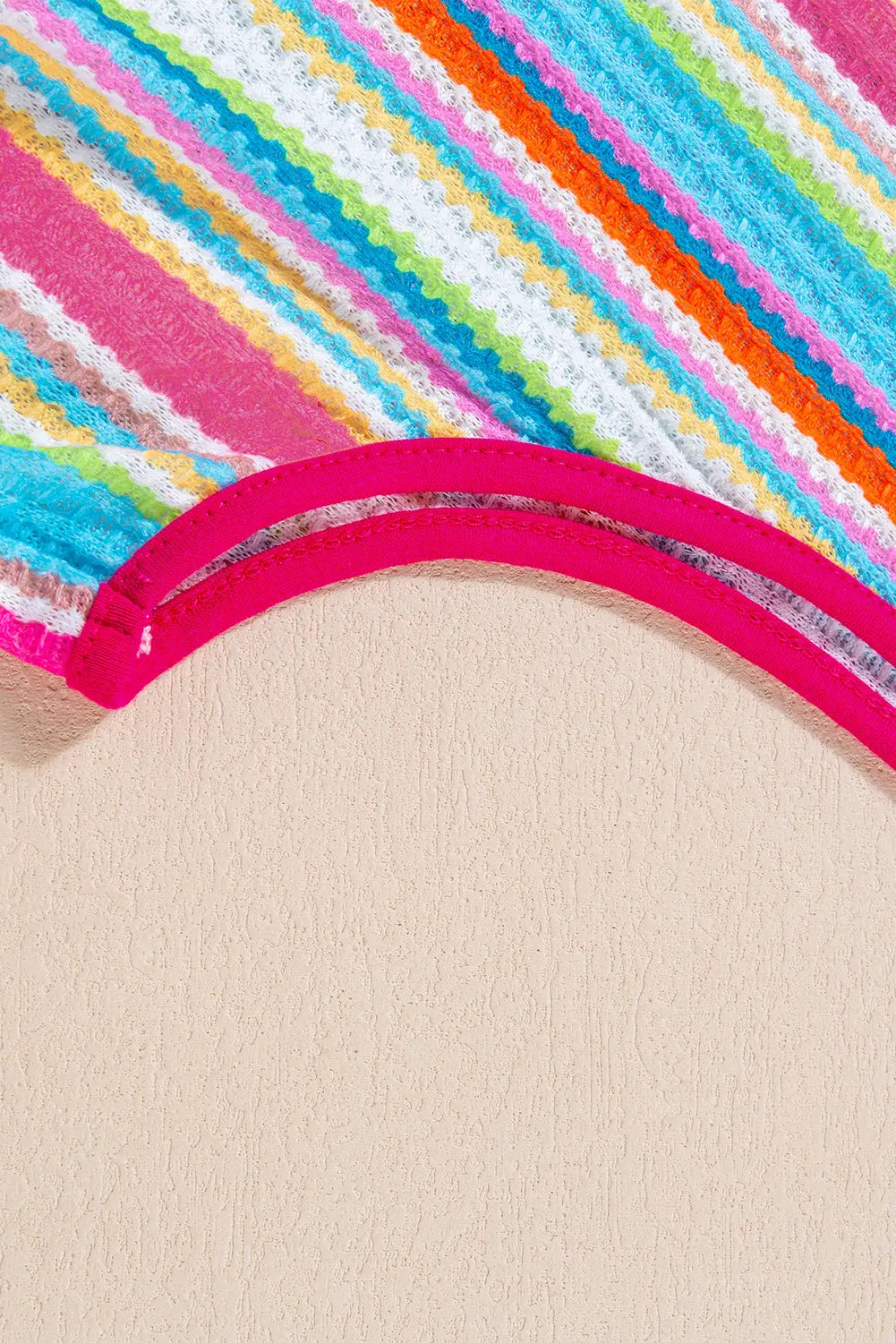 Stripe rainbow eyelet knit tank top - tops