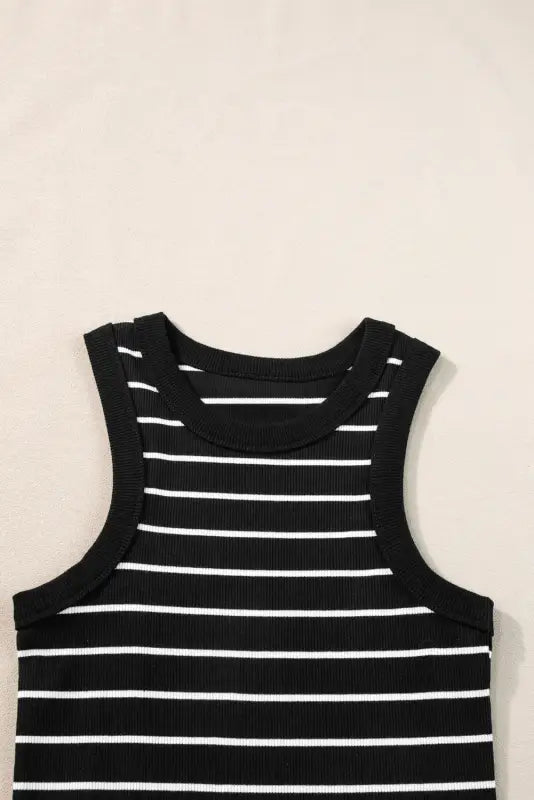 White stripe ribbed knit tank mini dress - dresses/mini dresses