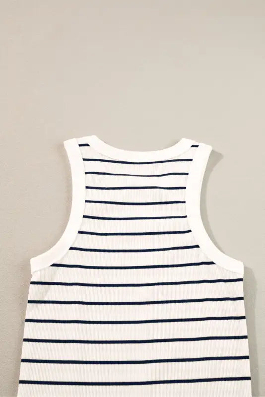 White stripe ribbed knit tank mini dress - dresses/mini dresses