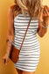 White stripe ribbed knit tank mini dress - dresses/mini dresses