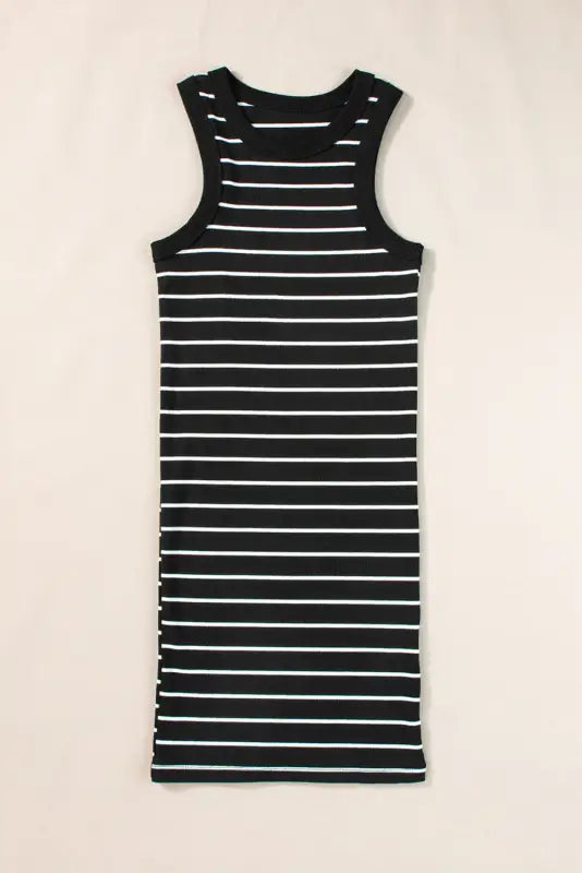 White stripe ribbed knit tank mini dress - dresses/mini dresses