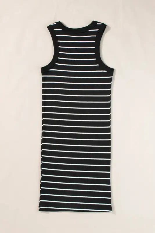 White stripe ribbed knit tank mini dress - dresses/mini dresses