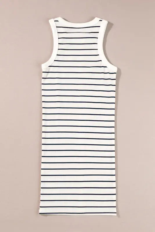 White stripe ribbed knit tank mini dress - dresses/mini dresses