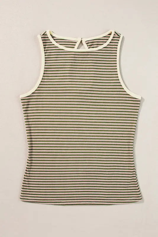 Stripe ribbed knit tank top - tops