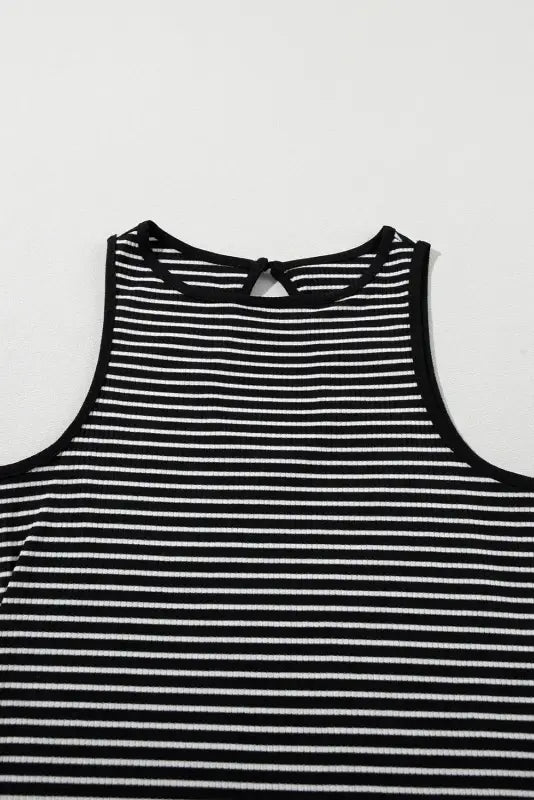 Stripe ribbed knit tank top - tops