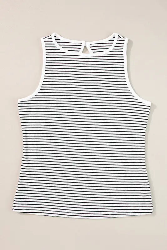 Stripe ribbed knit tank top - tops