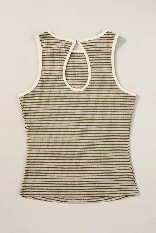 Stripe ribbed knit tank top - tops