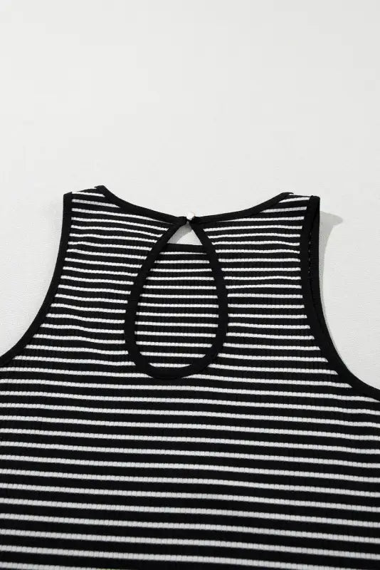 Stripe ribbed knit tank top - tops