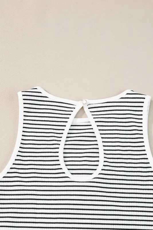 Stripe ribbed knit tank top - tops