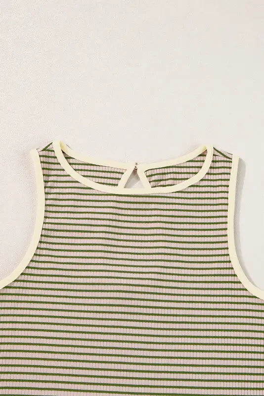 Stripe ribbed knit tank top - tops