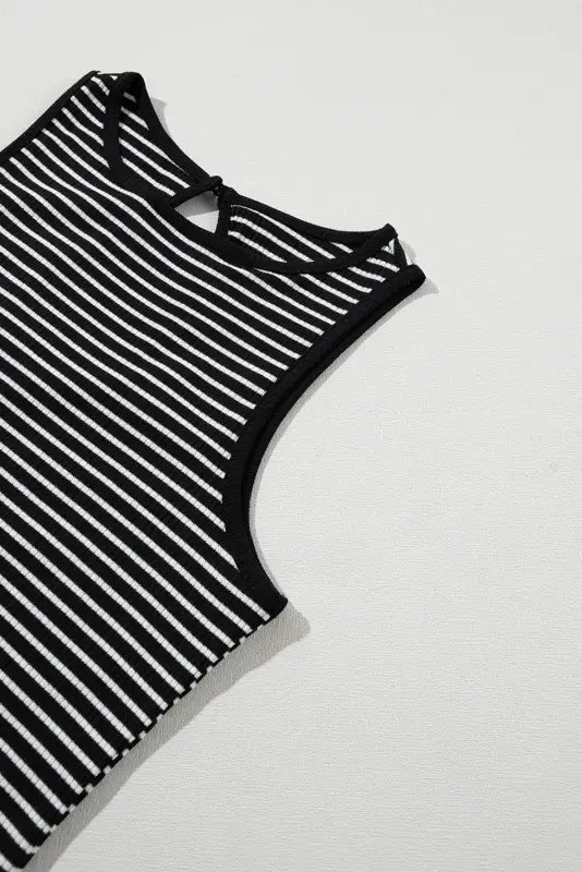 Stripe ribbed knit tank top - tops