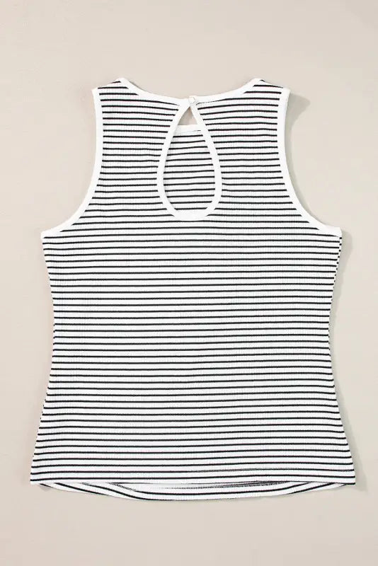 Stripe ribbed knit tank top - tops