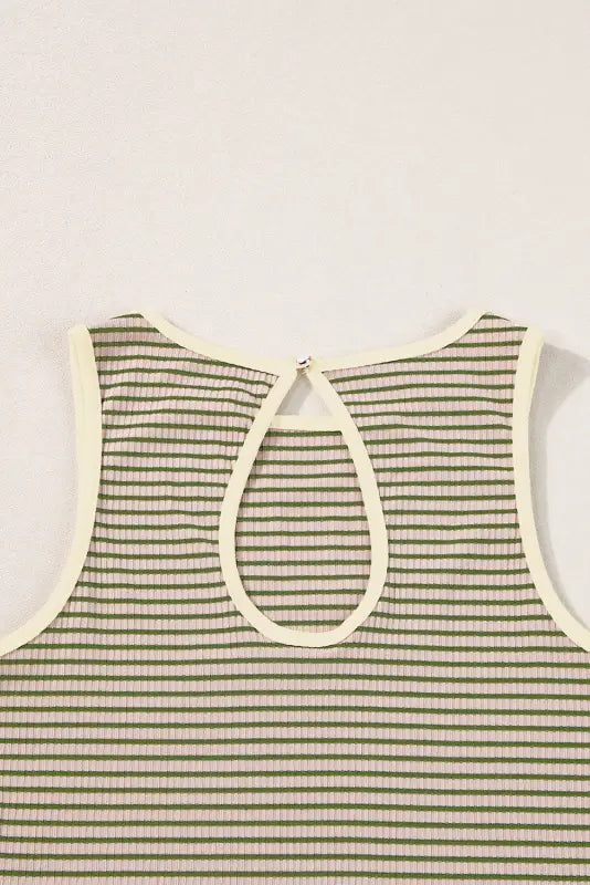 Stripe ribbed knit tank top - tops