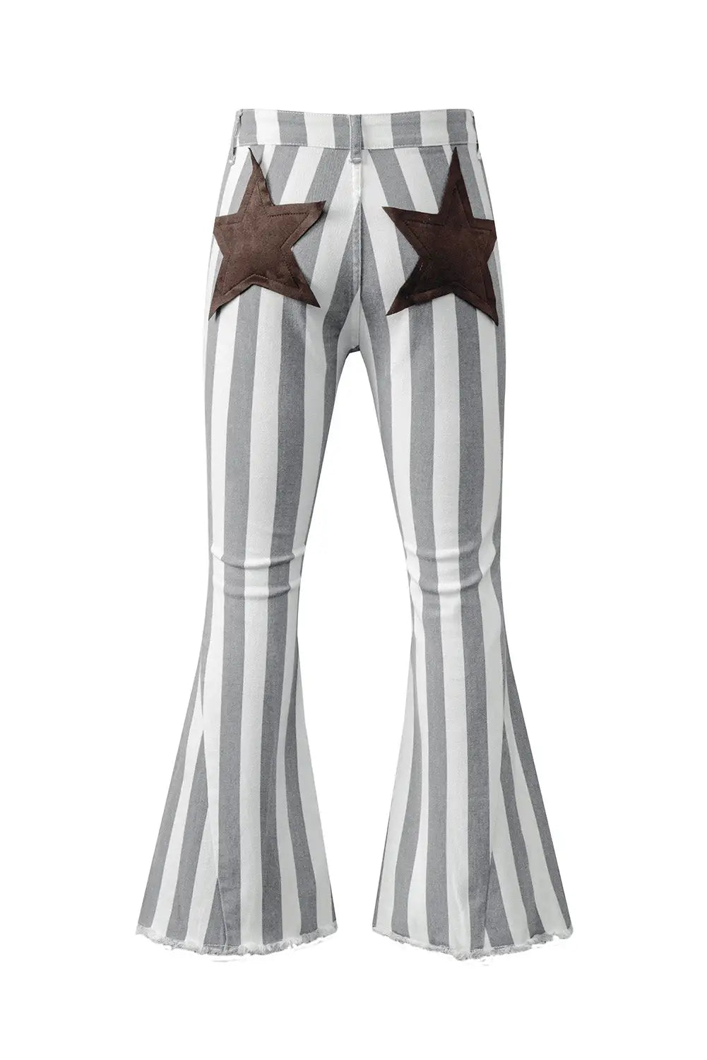 Stripe star embellished western flare jeans - bottoms