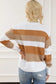 Striped cable knit drop shoulder sweater - sweaters & cardigans