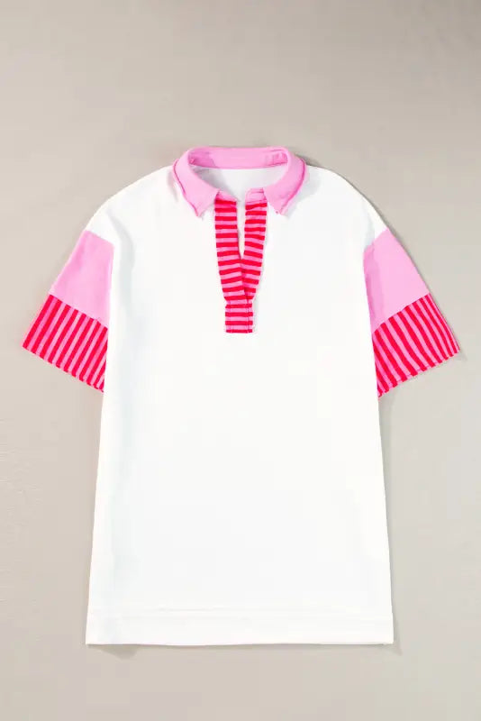 Striped color block t-shirt dress - white