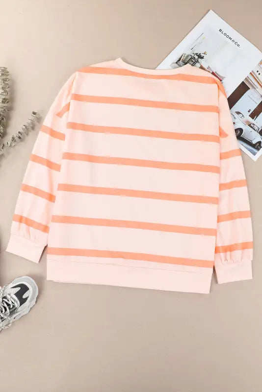 Stripe striped drop shoulder pullover sweatshirt - sweatshirts & hoodies