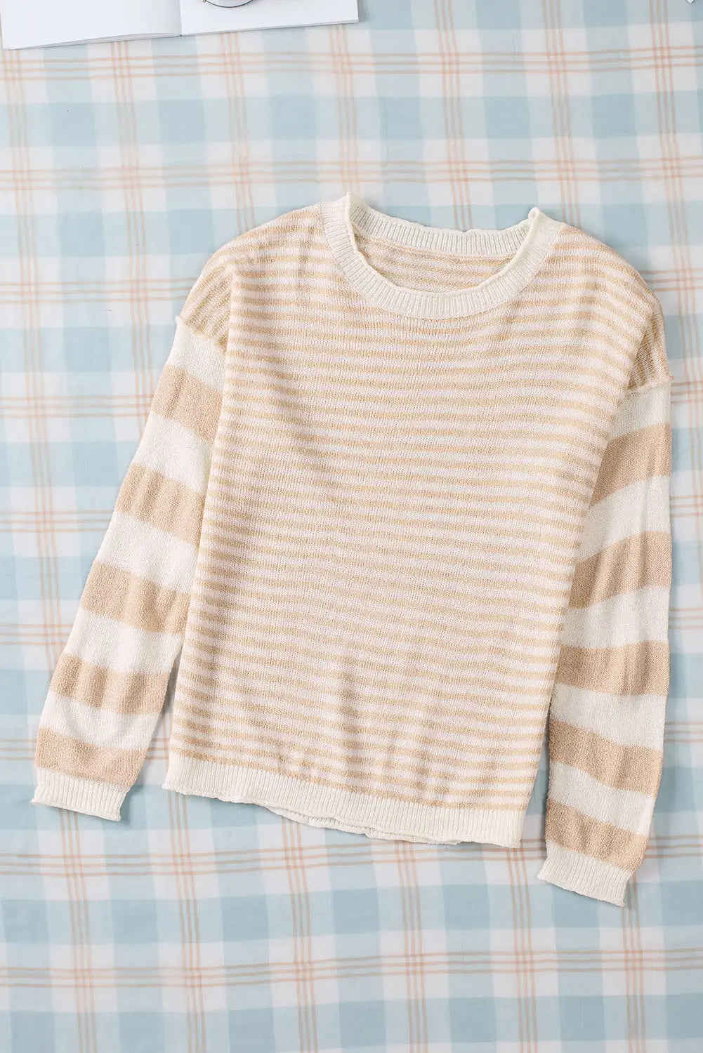 Striped drop shoulder sweater - sweaters & cardigans