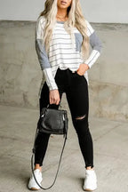 Striped High-Low Patchwork Top - Fashionfitz