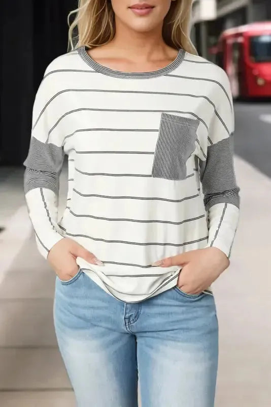 Striped High-Low Patchwork Top - Fashionfitz