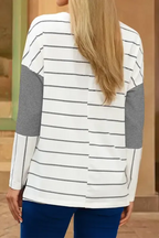 Striped High-Low Patchwork Top - Fashionfitz