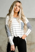 Striped High-Low Patchwork Top - Fashionfitz